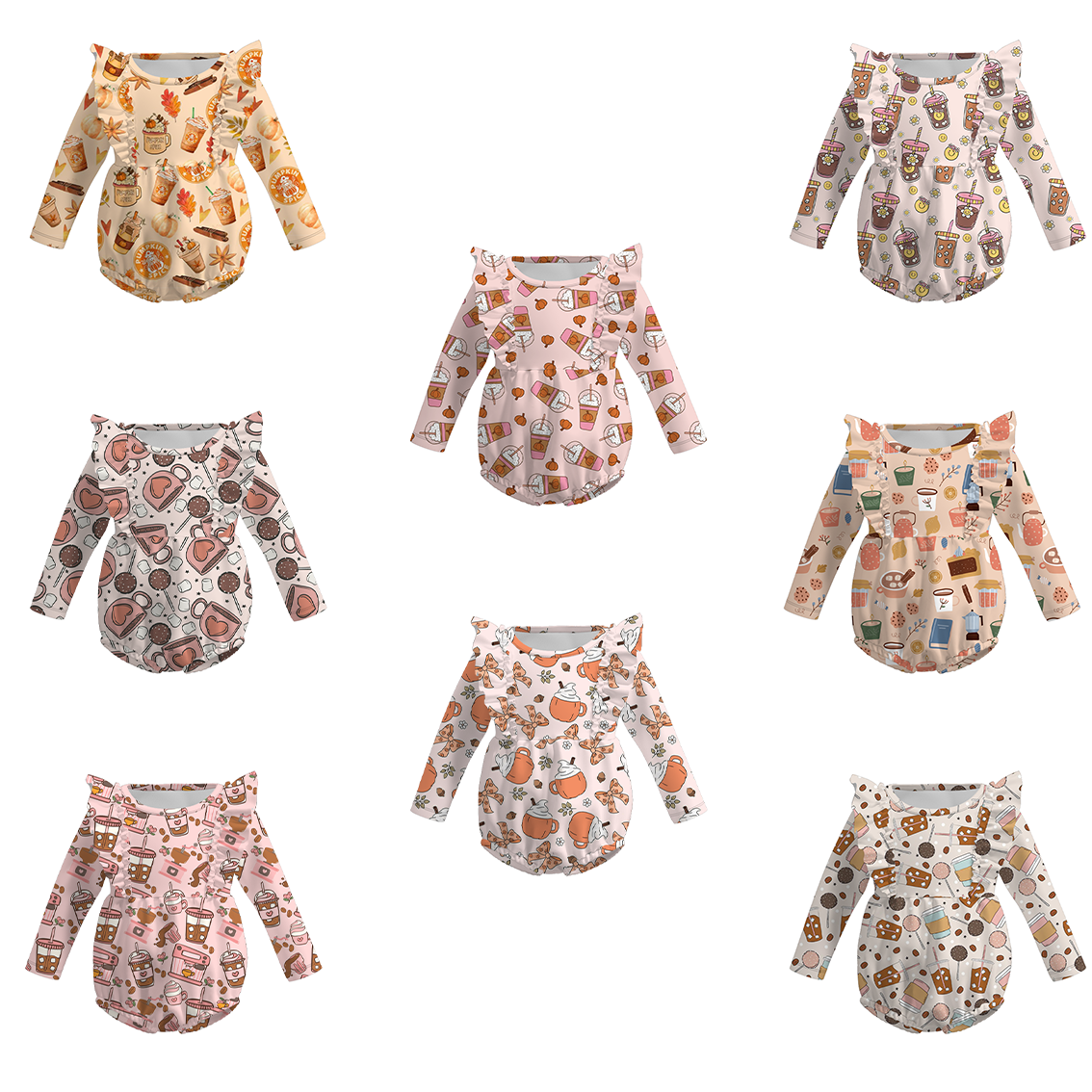 （Pre Order）Baby Girls Coffee Or Lattes Print Romper