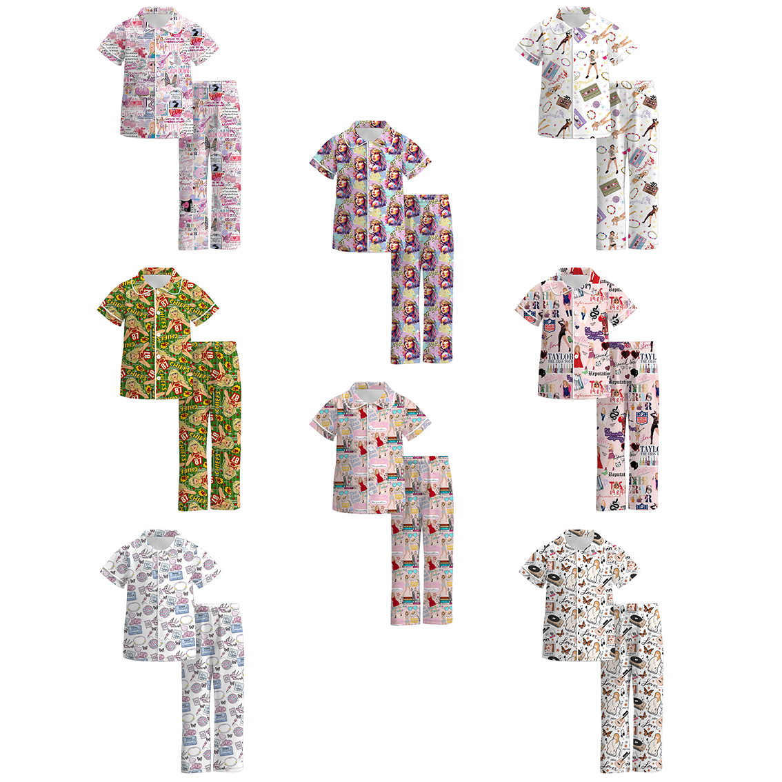 （Pre Order）Girls Summer TS Print Pajamas