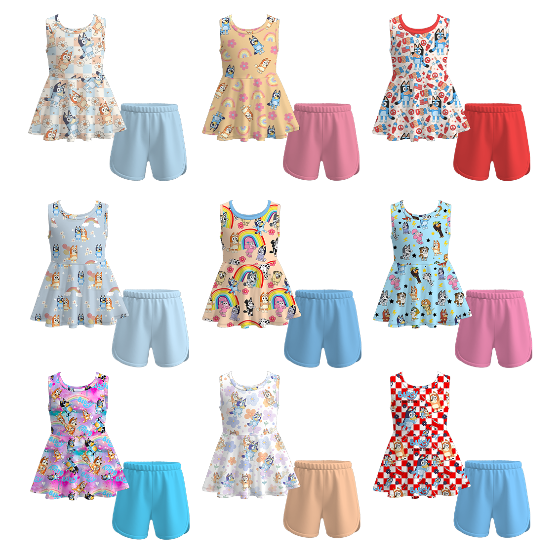 （Pre Order）Girls Character Cartoon Shorts Set