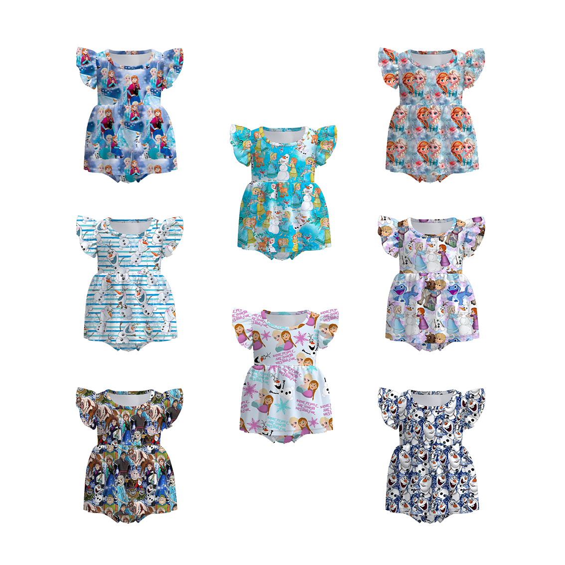 （Pre Order）Baby Girls Summer Frozen Print Romper