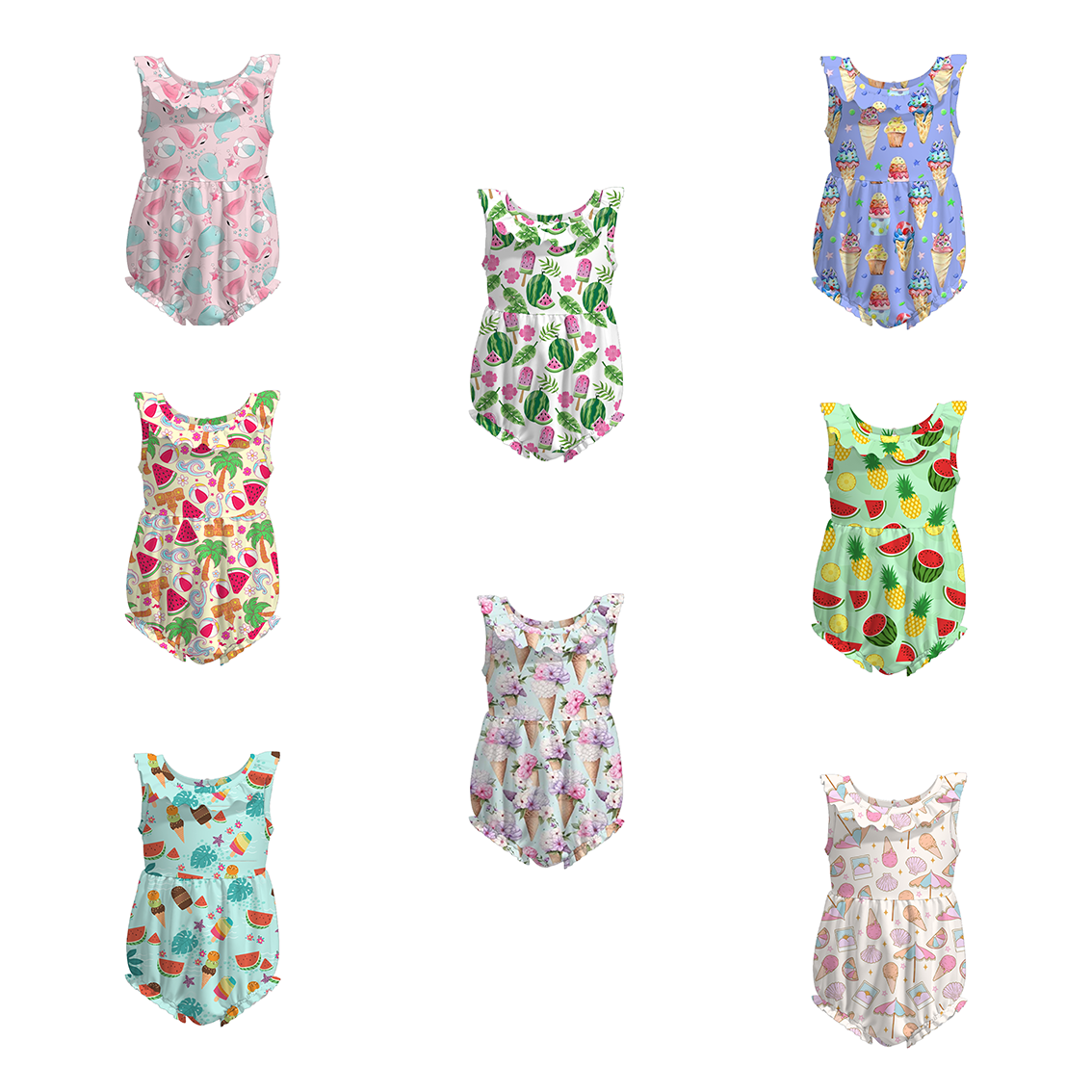 （Pre Order）Baby Girls Sweet Summer Print Romper