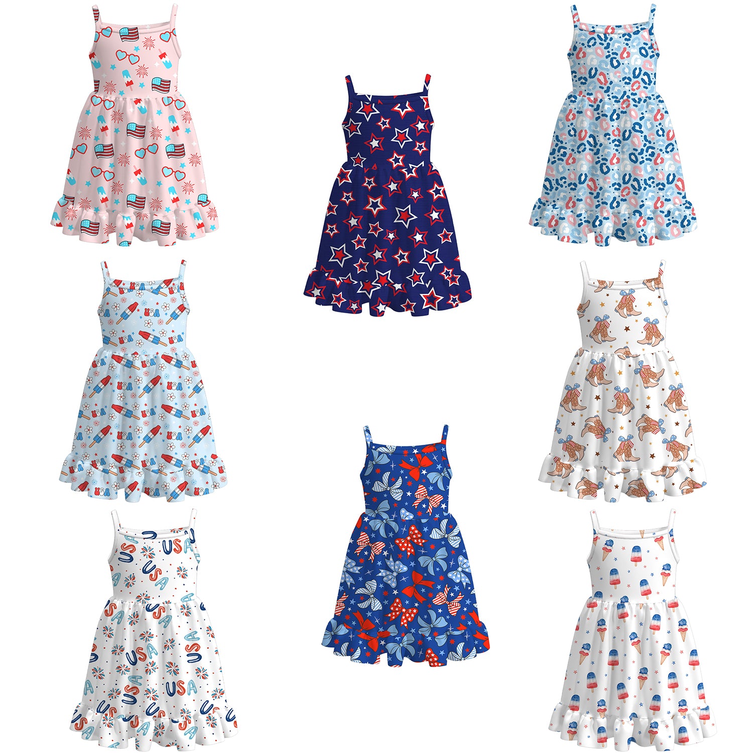 （Pre Order）Patriotic Print Strap Dress