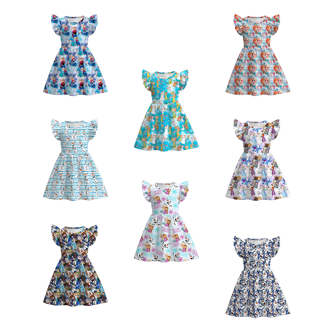 （Pre Order）Girls Summer Frozen Print Dress