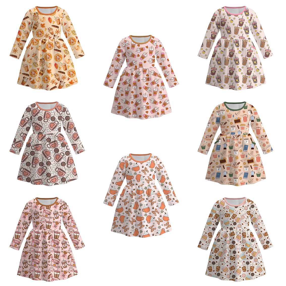 （Pre Order）Girls Coffee Or Lattes Print Dress