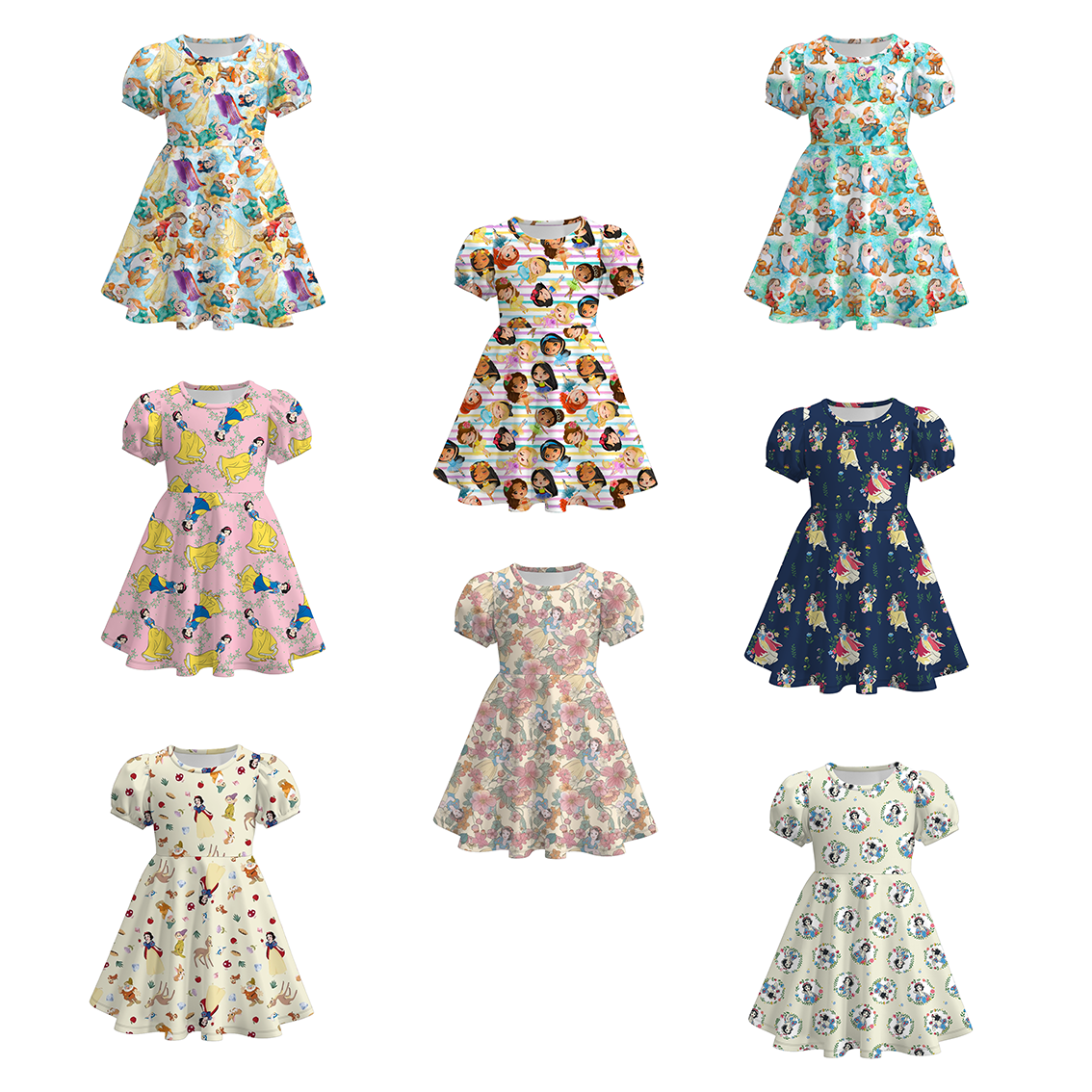 （Pre Order）Girls Summer Snow White Print Dress