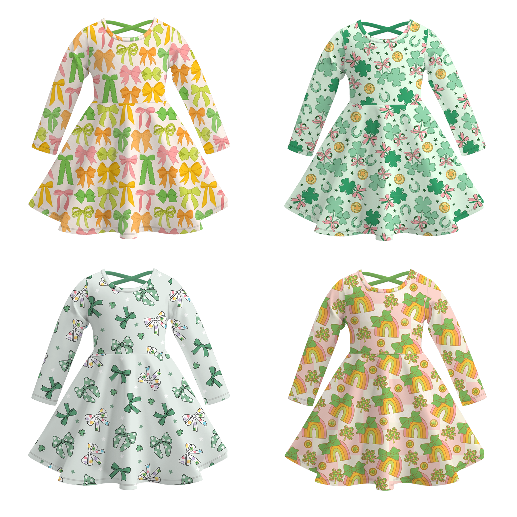 （Pre Order）Girls St.Patrick's Day Shamrock Print Dress