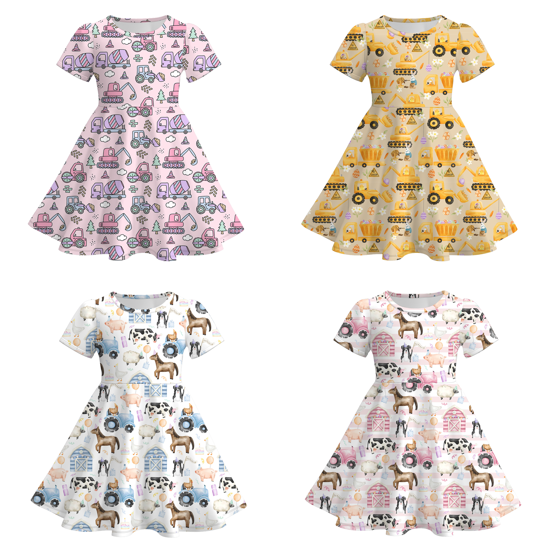 （Pre Order）Girls Spring and Summer Farm Print Dress