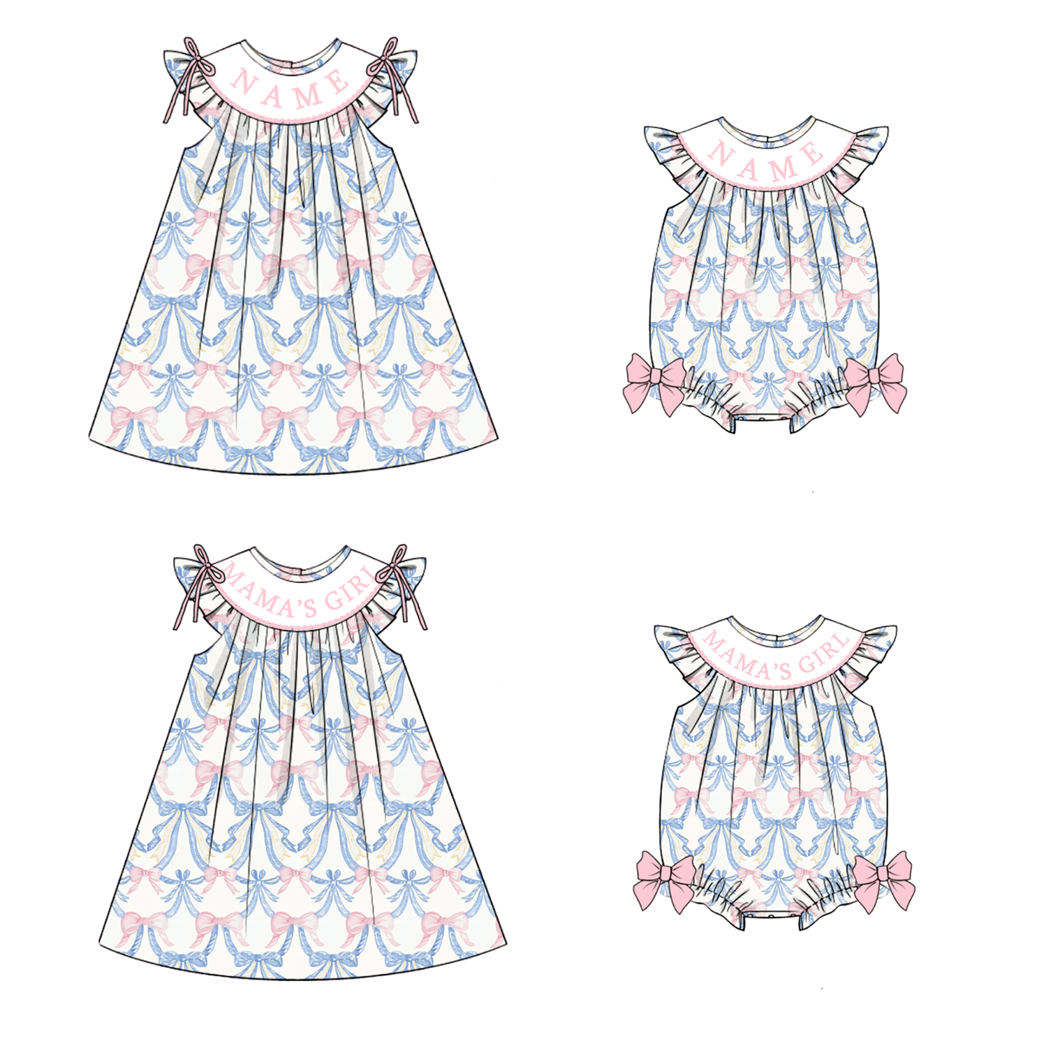 （Pre Order）Sisters Spring and Summer Embroidery Smocked Dress＆Romper