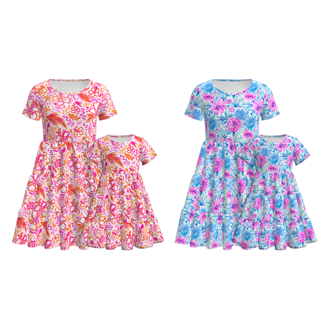 （Pre Order）Mommy and Me Spring ＆ Summer Floral Print Dress