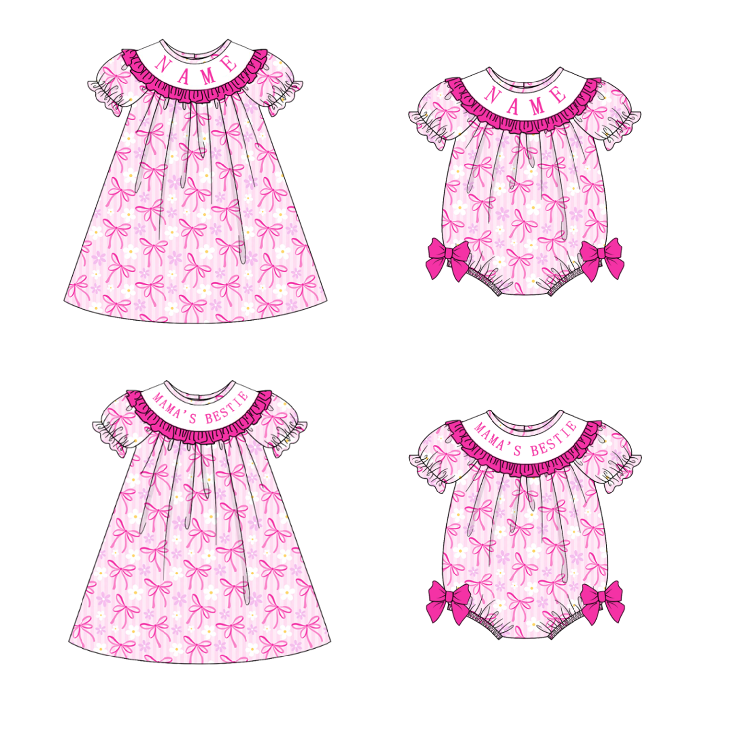 （Pre Order）Sisters Spring and Summer Embroidery Smocked Dress＆Romper