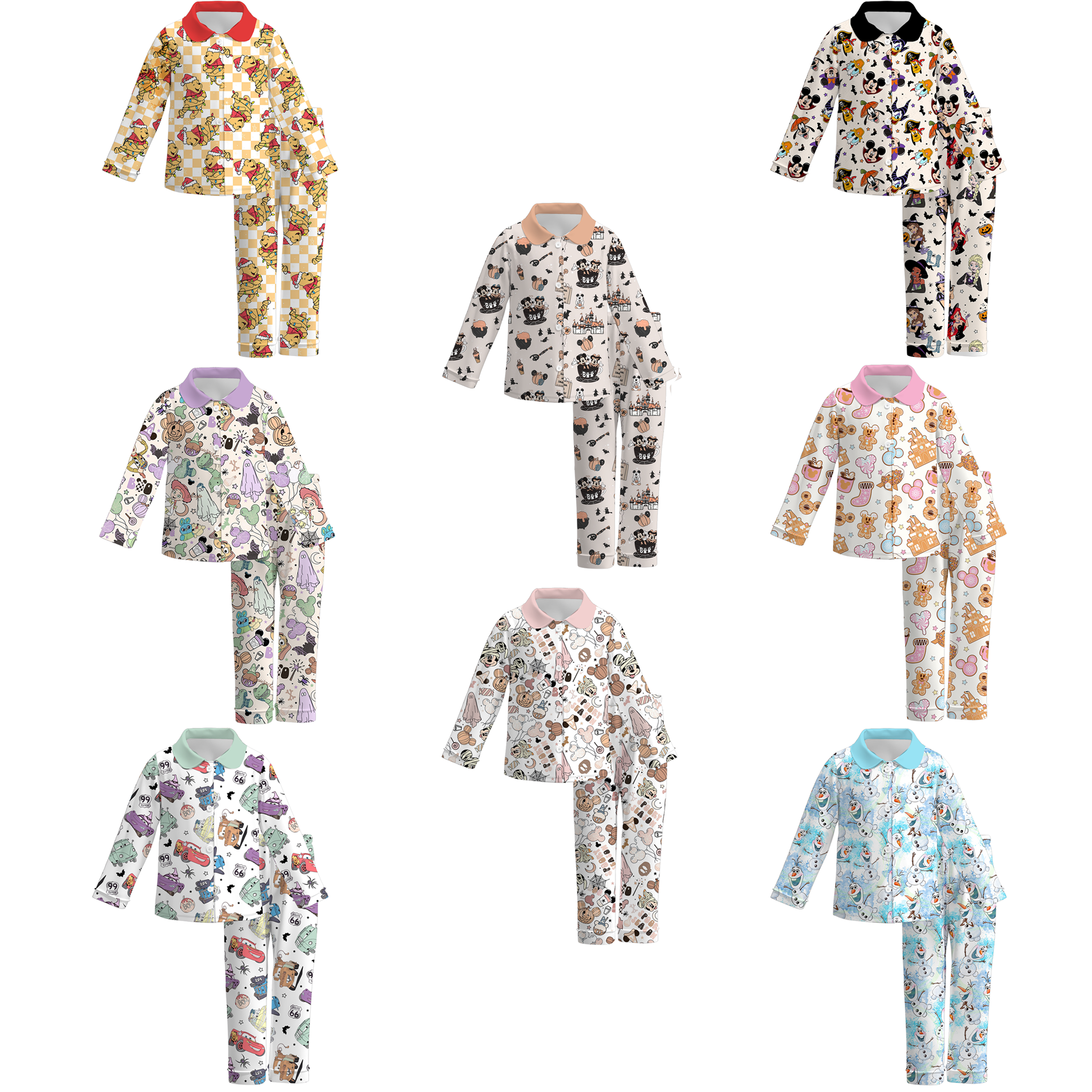 （Pre Order）Girls Christmas Cartoon Print Pajamas