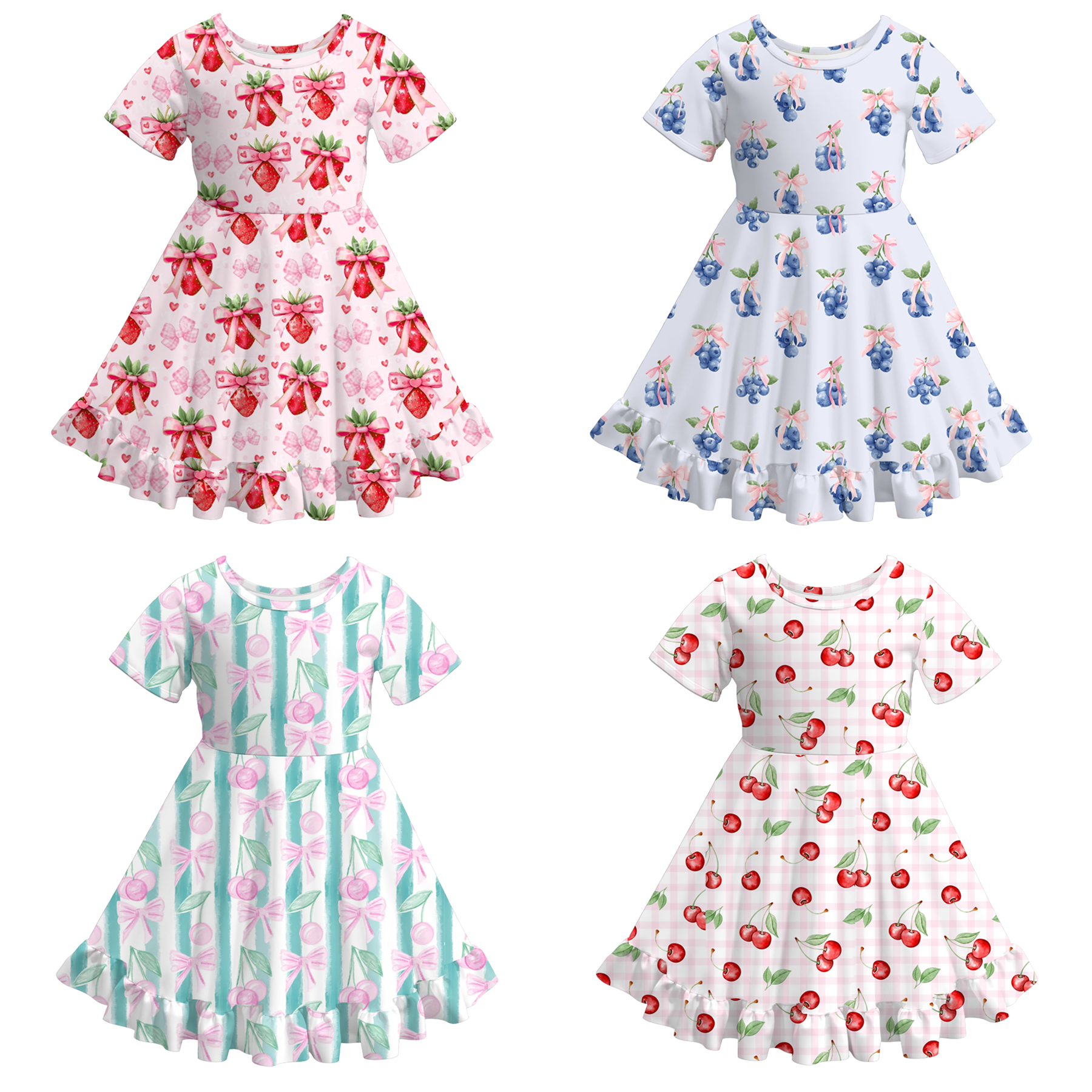 （Pre Order）Girls Spring and Summer Fruit Print Dress