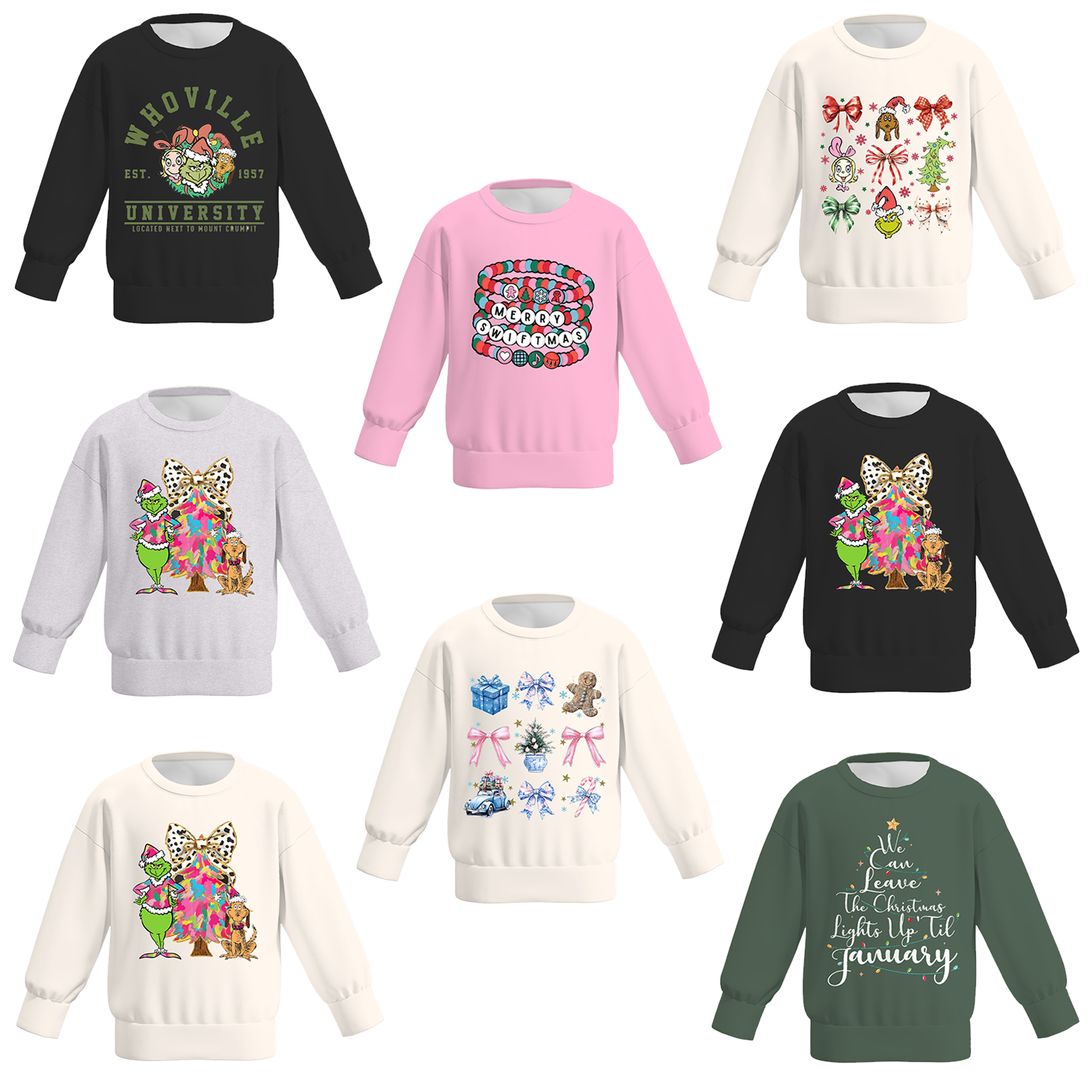 （Pre Order）Girls Christmas Cartoon Print Sweatshirt