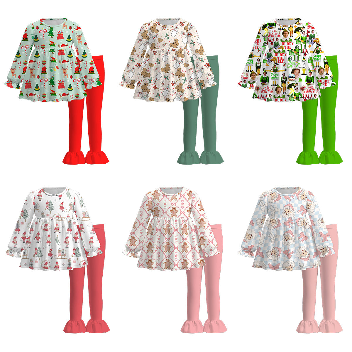 （Pre Order）Girls Christmas Nutcracker Print Outfit Set