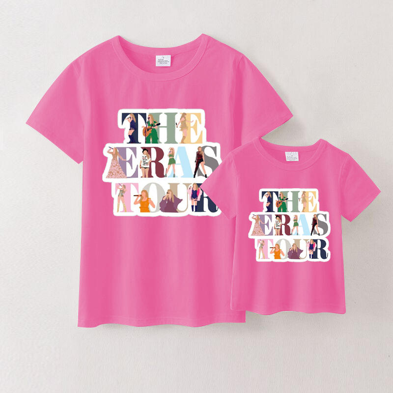 (Pre Order)Mommy & Me Hot Pink Short Sleeves Cotton T-Shirts