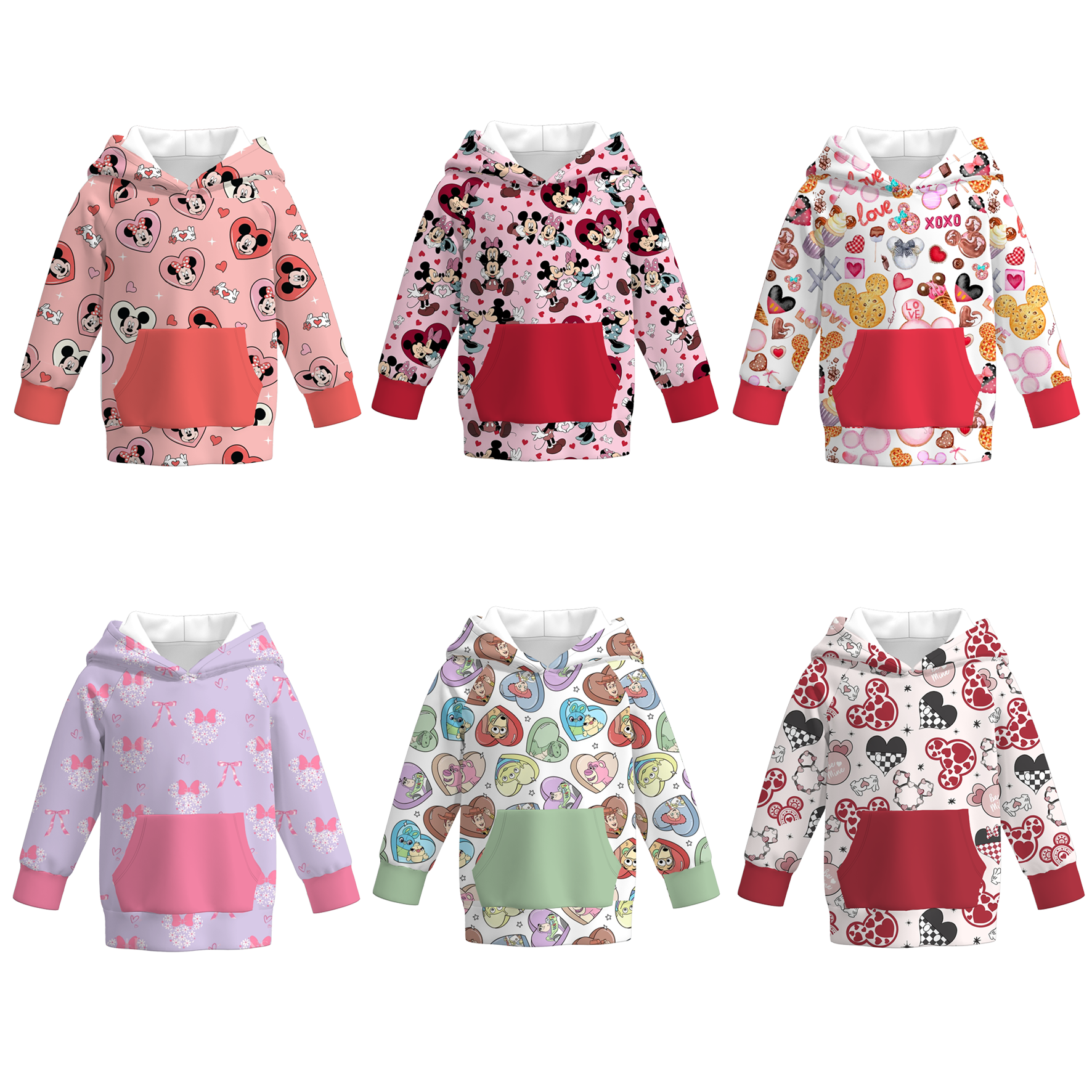 （Pre Order）Girls Valentine's Day Cartoon Print Hoodie