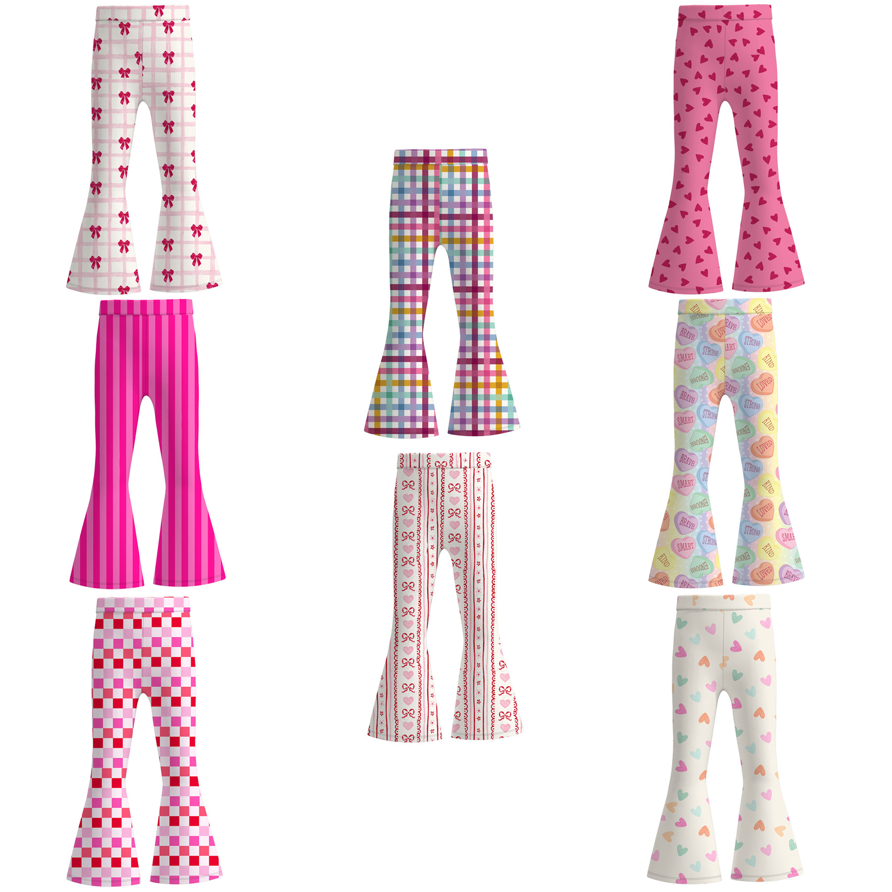 （Pre Order）Girls Valentine's Day Print Bell Pants