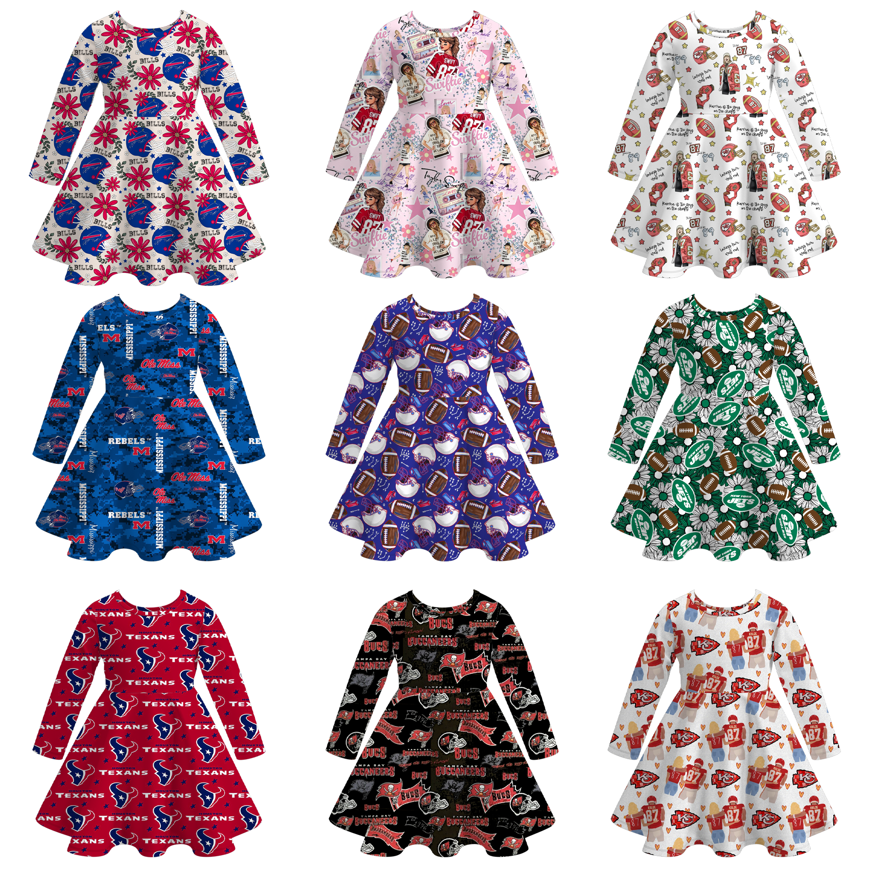 （Pre Order）Girls Football Print Milk Silk Dress