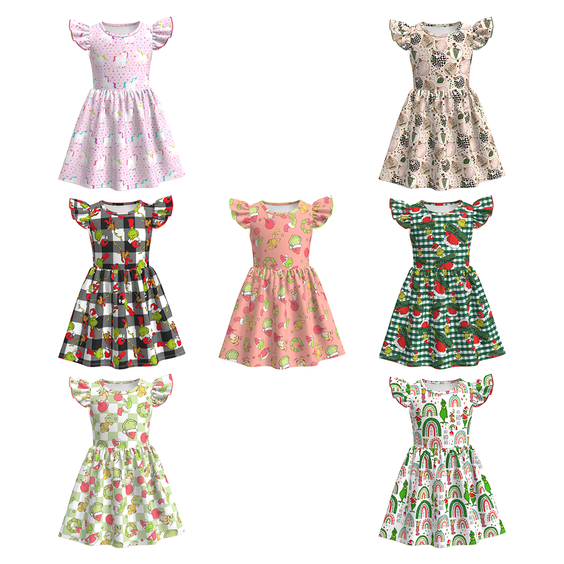 （Pre Order）Girls Christmas Print Dress