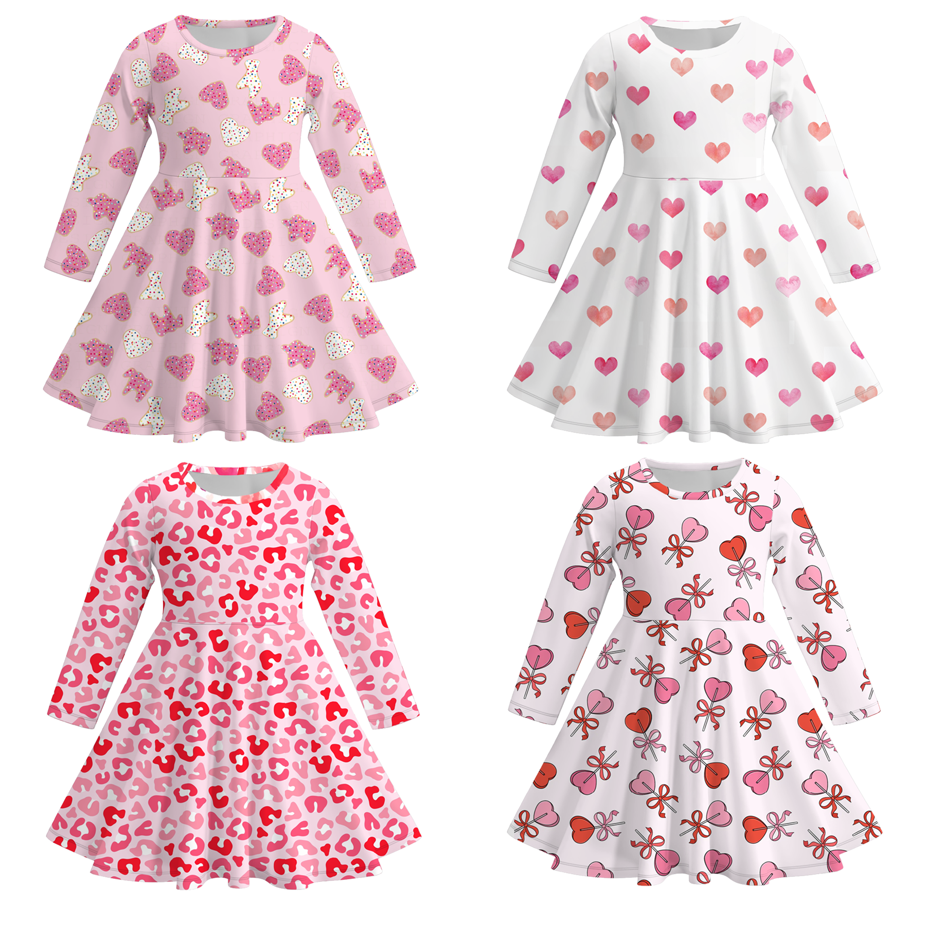 （Pre Order）Girls Valentine's Day Print Dress