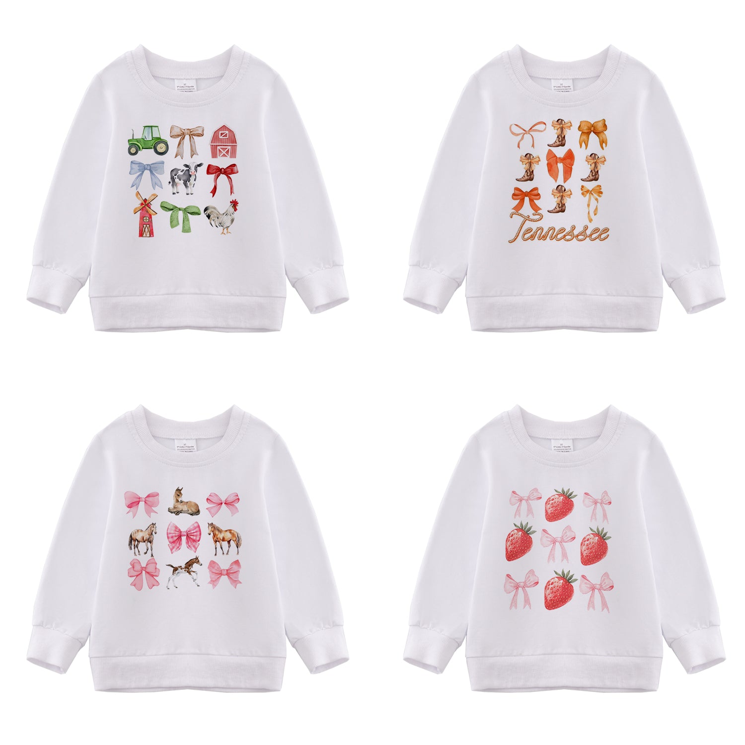 （Pre Order）Girls Fall Bow Print Sweatshirt