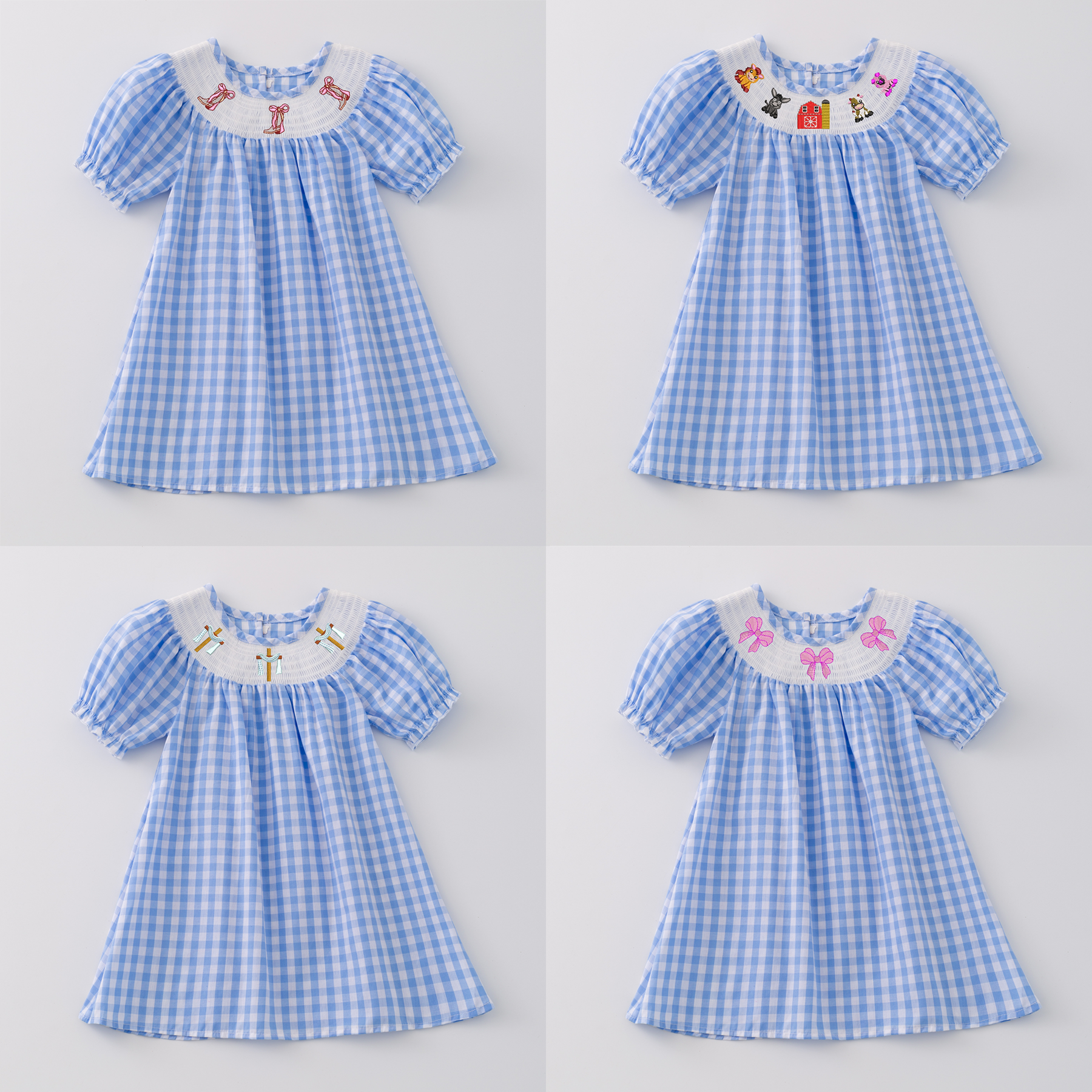 （Pre Order）Girls Farm Embroidery Smocked Dress