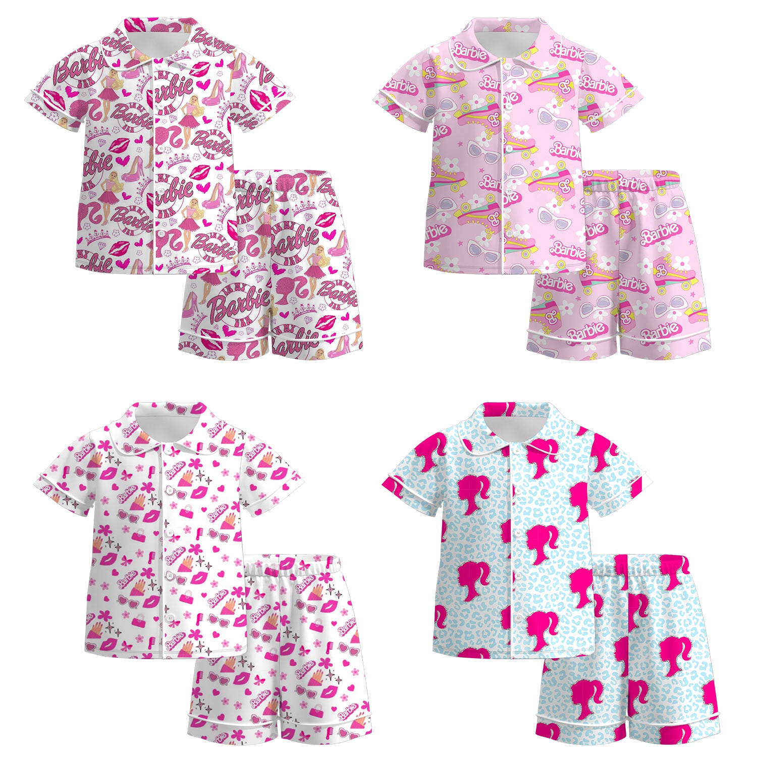 （Pre Order）Girls Summer Barbie Print Pajamas Short Set