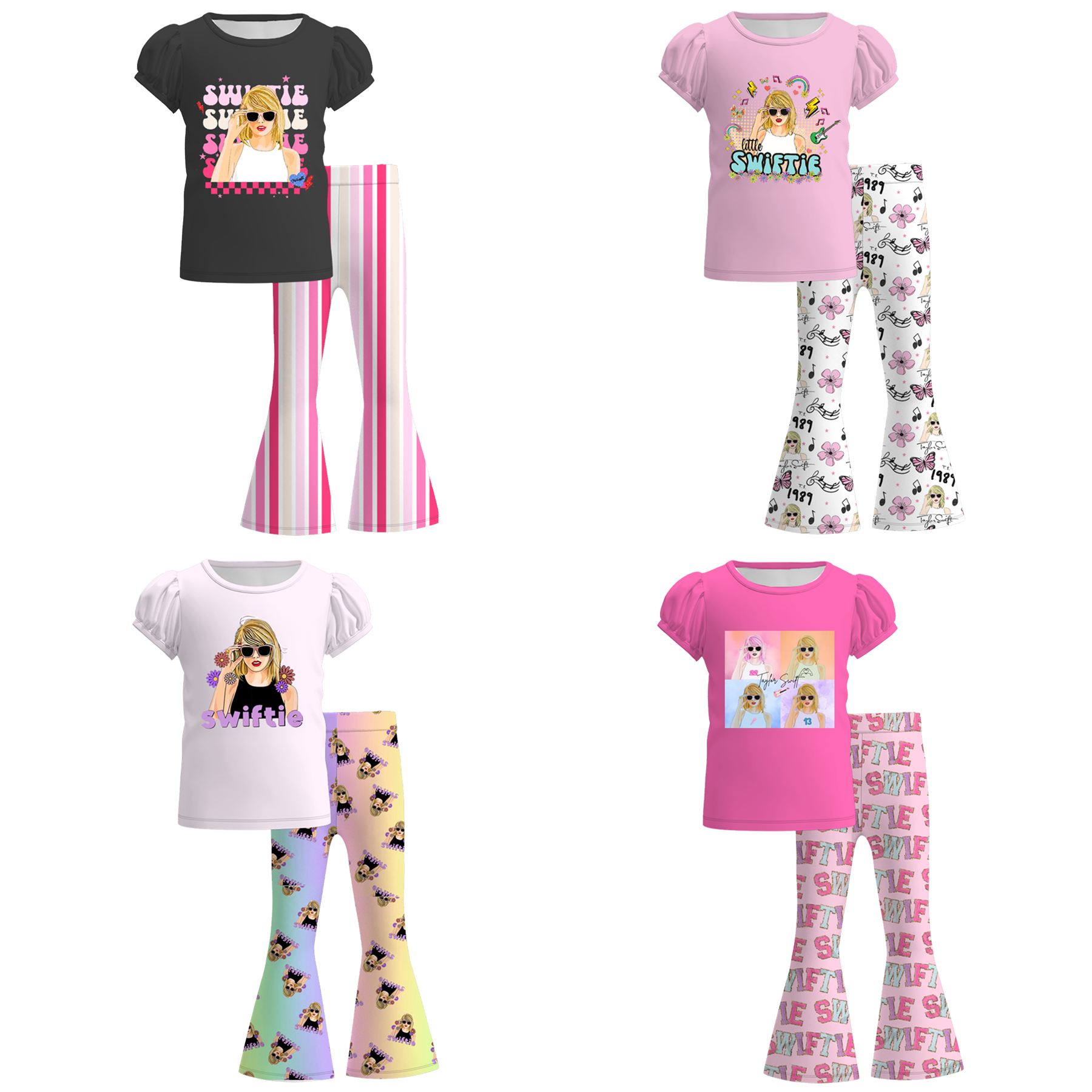 （Pre Order）Girls Spring and Summer TS Print Outfit Set