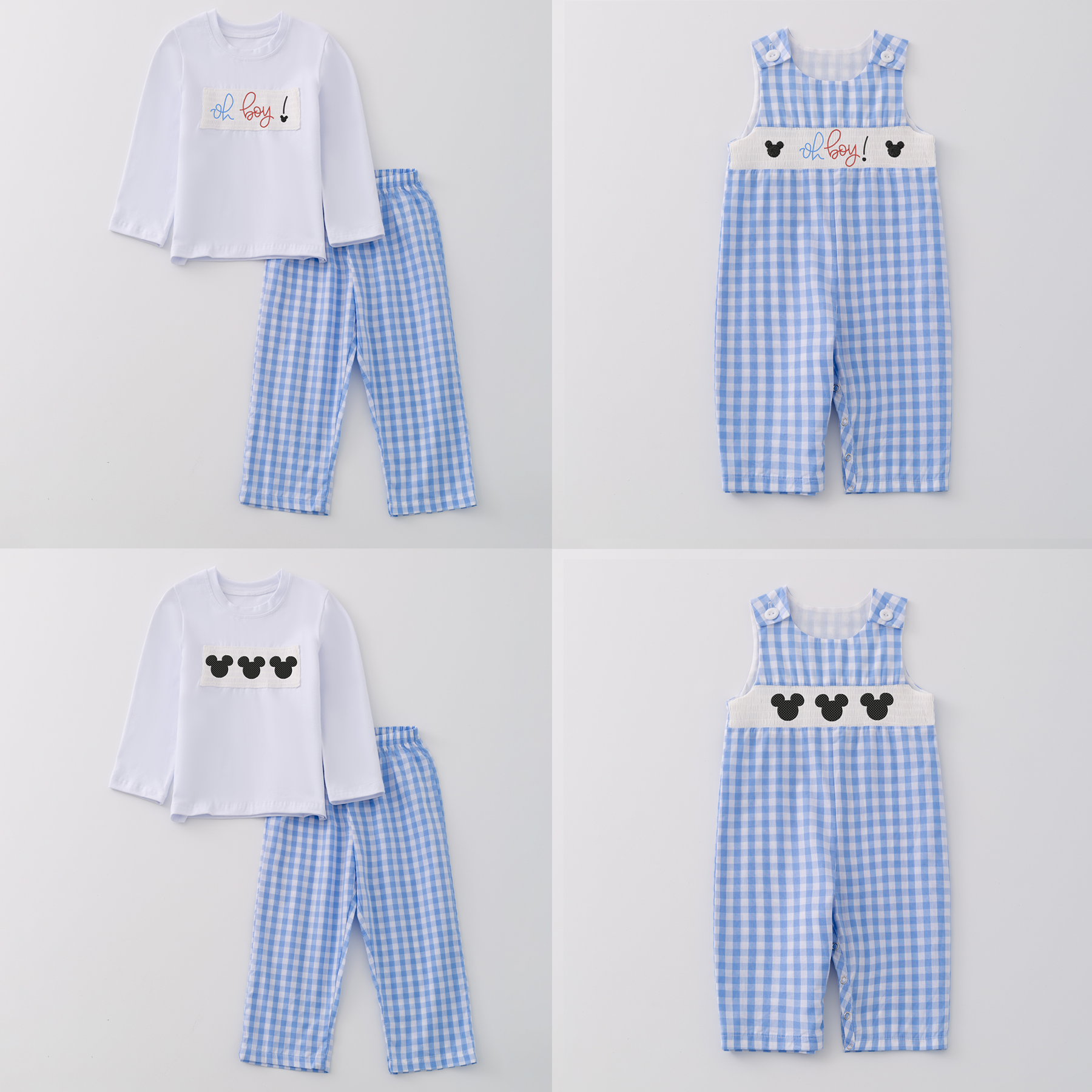 （Pre Order）Boys Cartoon Embroidery Smocked Romper and Outfit Set