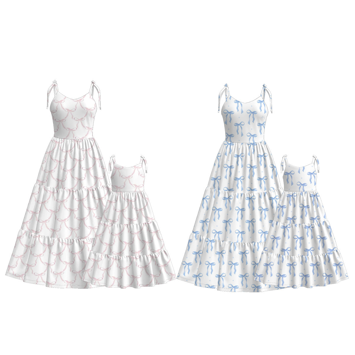 （Pre Order）Mommy＆Me Spring and Summer Bow Print Dress