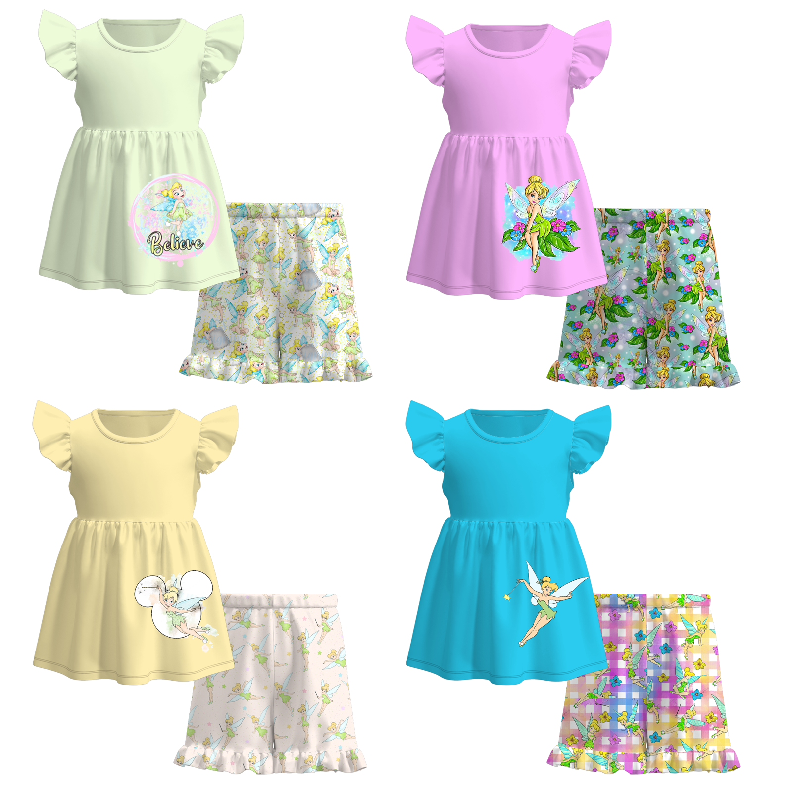 （Pre Order）Girls Summer Tinker Bell Print Short Set