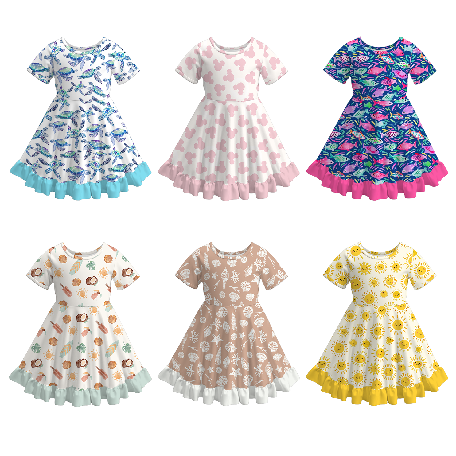 （Pre Order）Girls Summer Seaside Print Dress