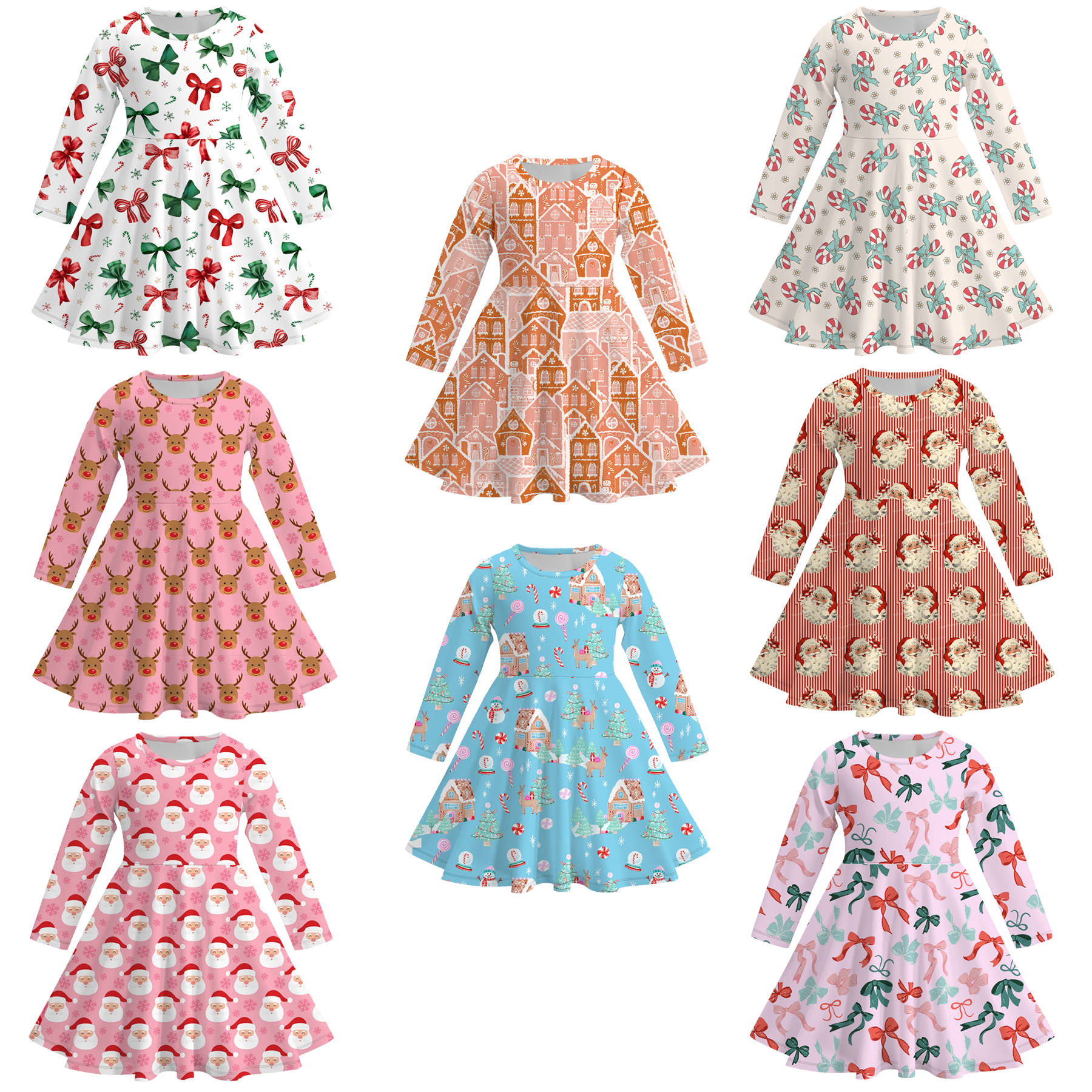 （Pre Order）Girls Christmas Print Dress