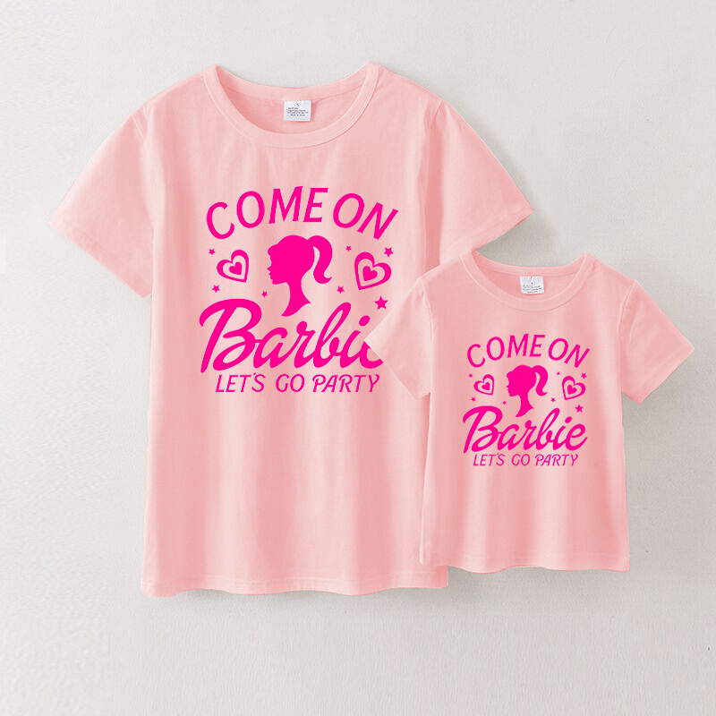 （Pre Order）Mommy & me Cartoon Printed Short Sleeve Pink T-shirt