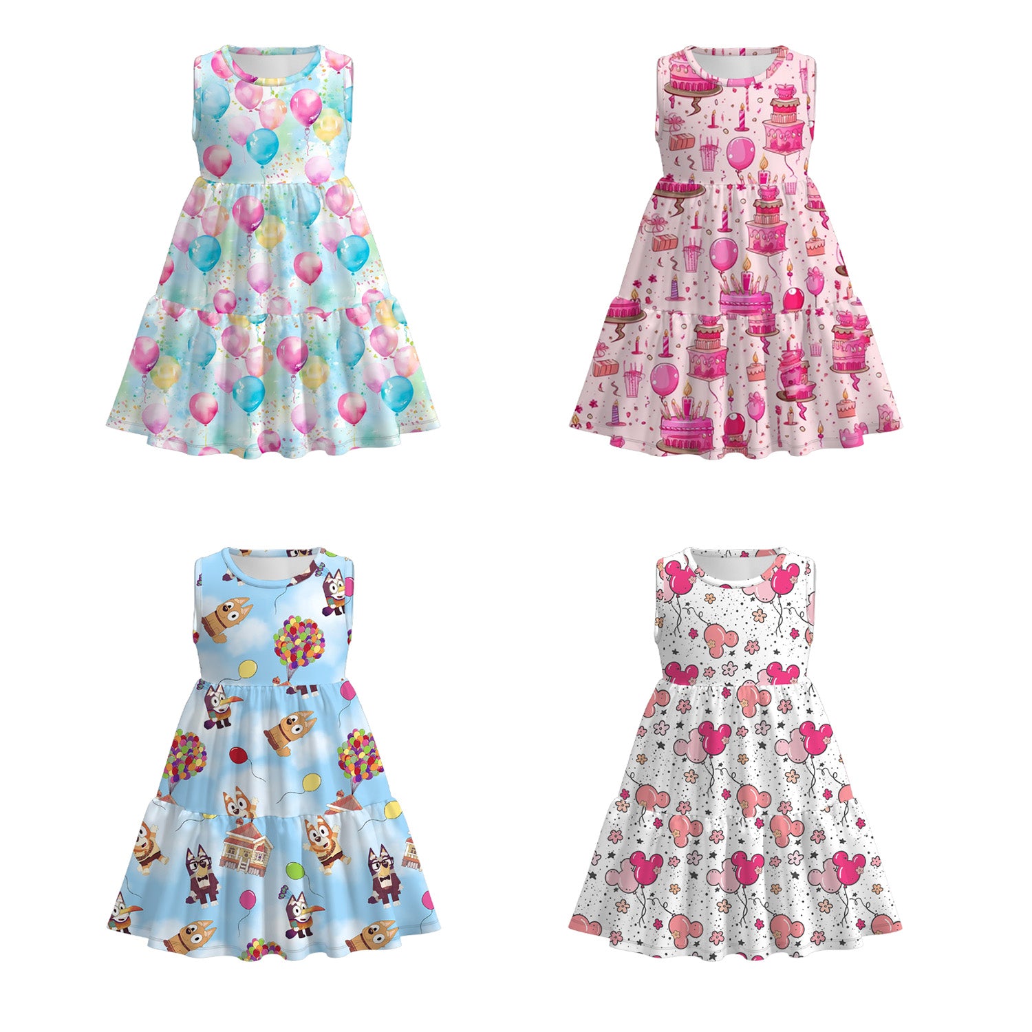 （Pre Order）Girls Spring and Summer Birthday Print Dress