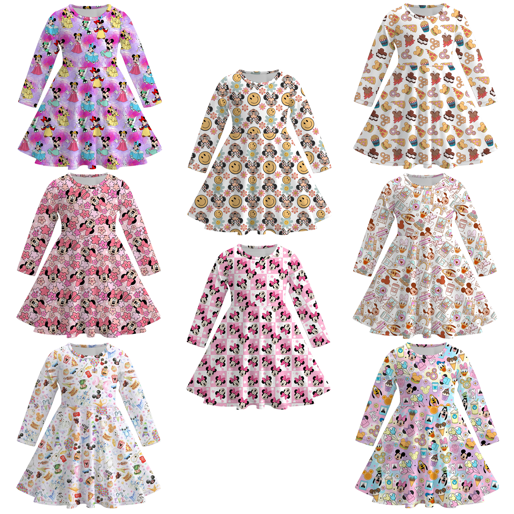 （Pre Order）Girls Fall Cartoon Print Dress