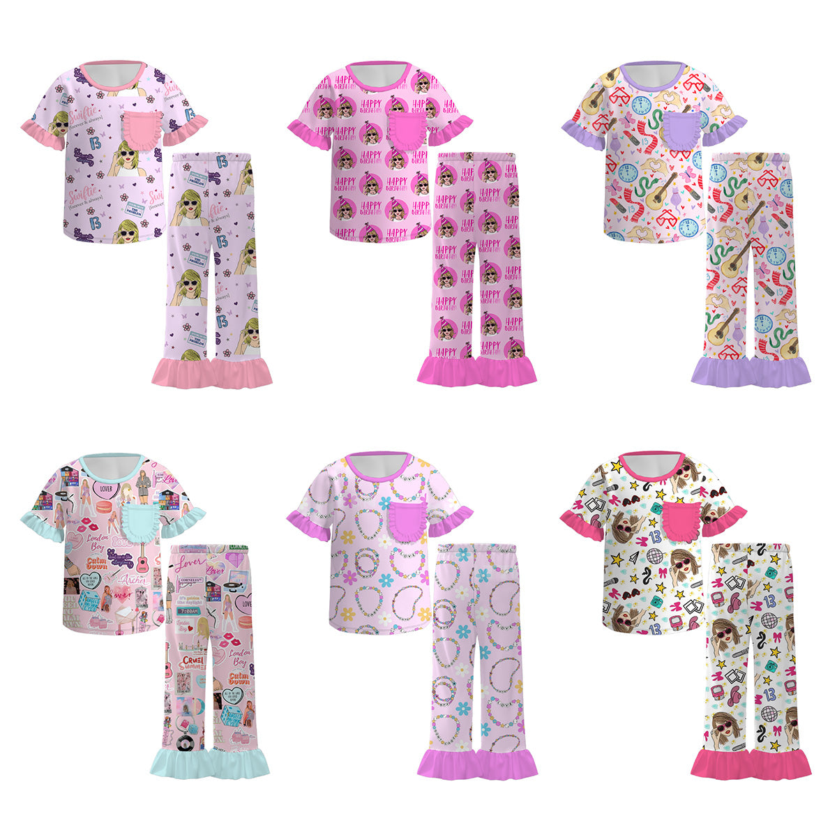 （Pre Order）Girls Spring and Summer TS Print Pajamas