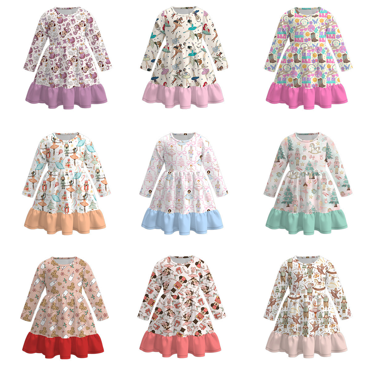 （Pre Order）Girls Christmas Nutcracker Print Dress