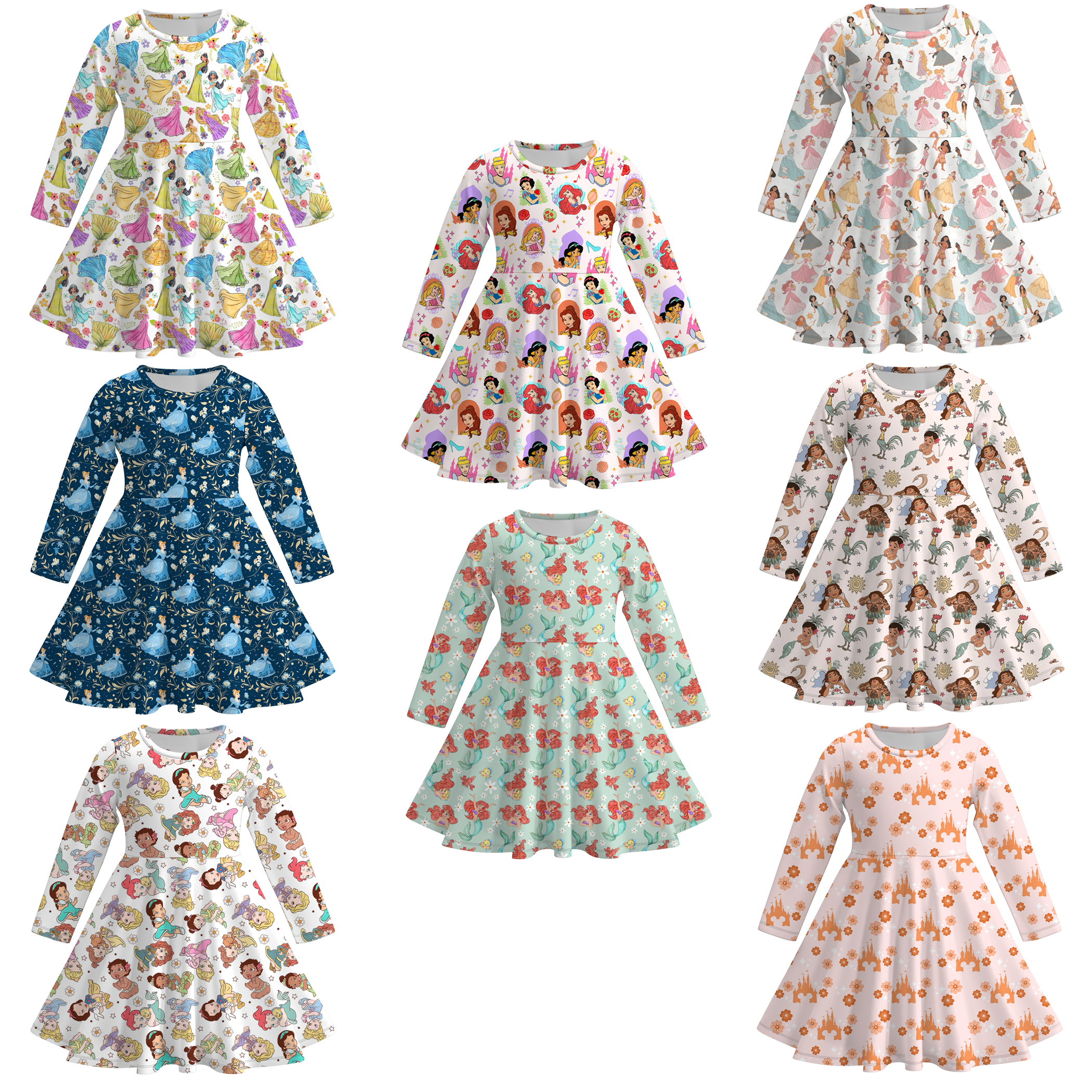 （Pre Order）Girls Fall Princess Print Dress