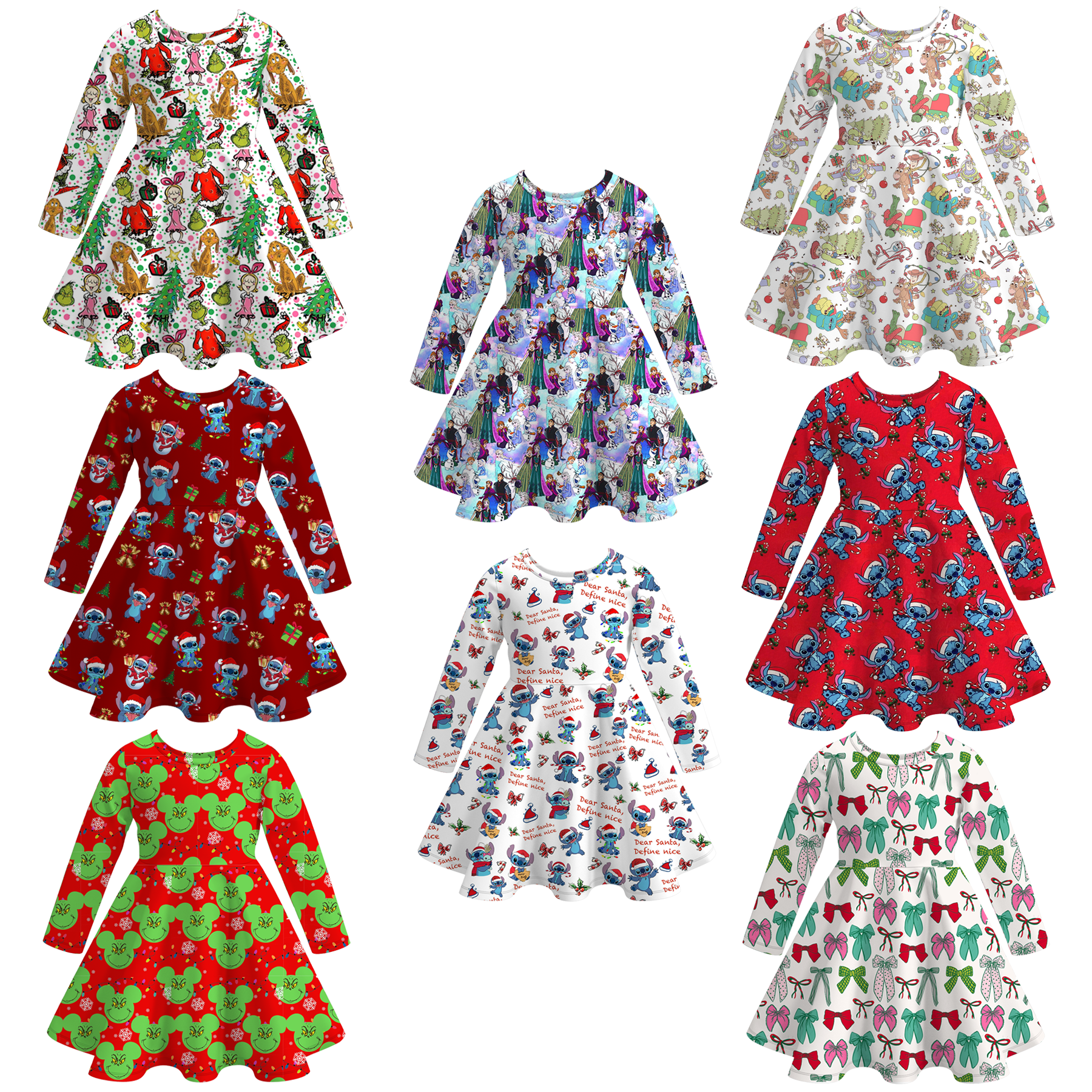 （Pre Order）Girls Christmas Print Milk Silk Dress