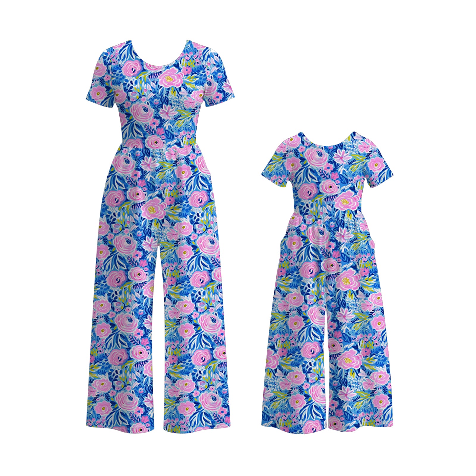 （Pre Order）Mommy and Me Spring and Summer Floral Print Jumpsuit