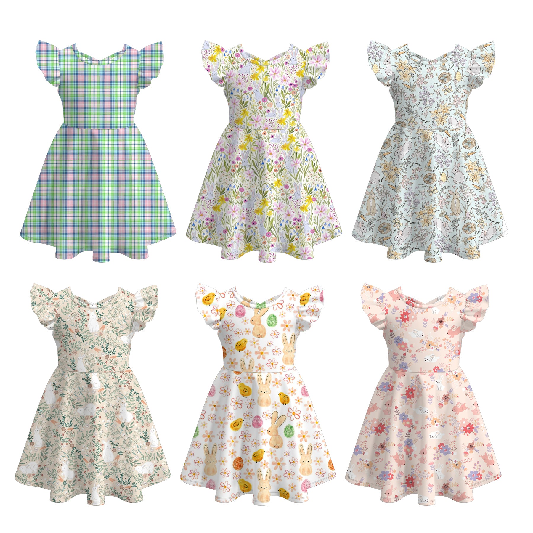 （Pre Order）Girls Easter Bunny Print Dress