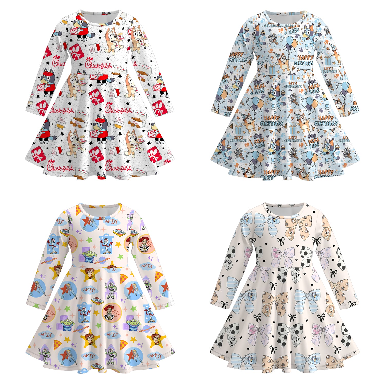 （Pre Order）Girls Cute Cartoon Character Print Dress