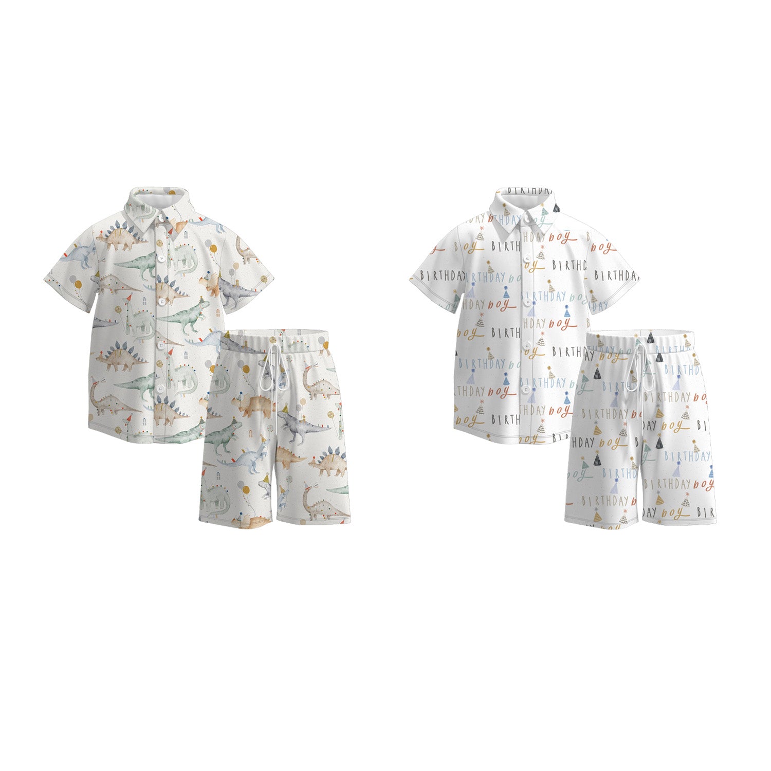 （Pre Order）Boys Spring and Summer Birthday Print Shorts Set