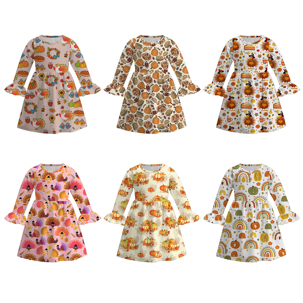 （Pre Order）Girls Thanksgiving Print Dress