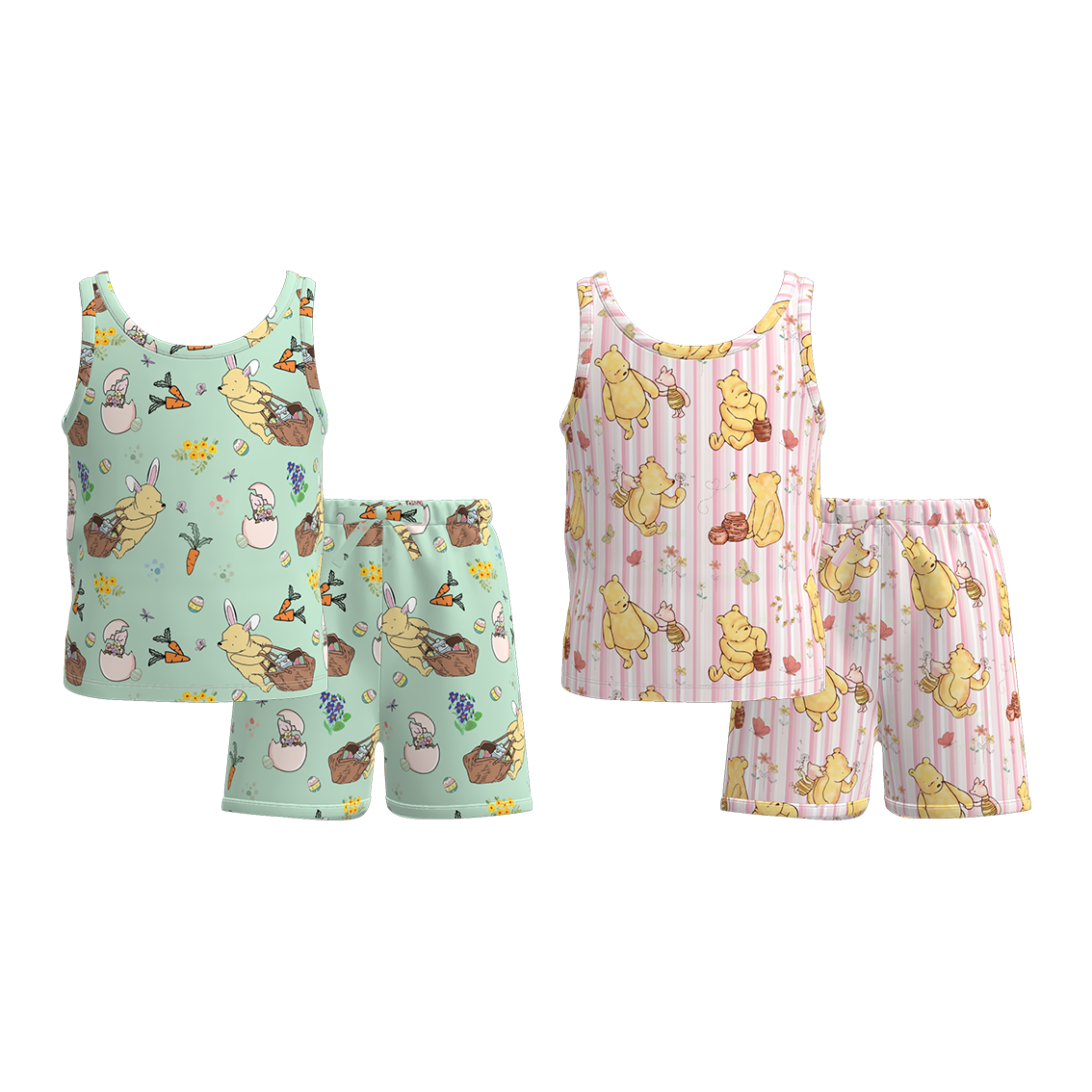 （Pre Order）Girls Spring and Summer Cartoon Print Shorts Set