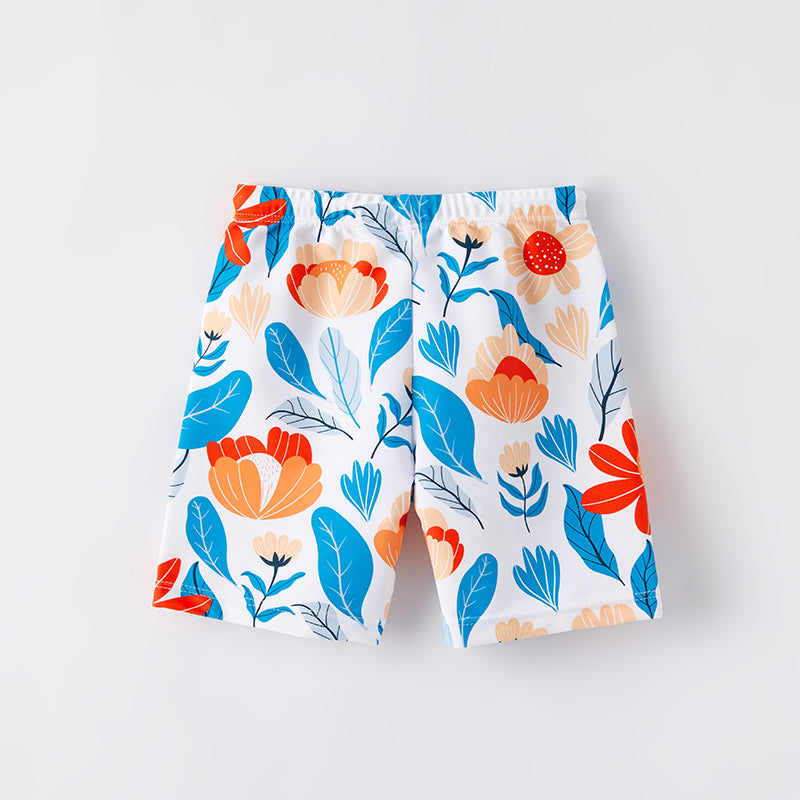 （In Stock）Daddy and Me Summer Floral Print Swim Trunks