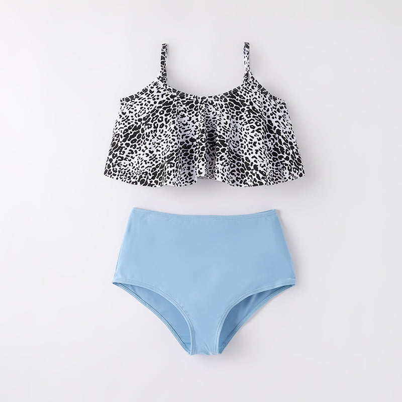 （In Stock）Adults Summer Light Blue Leopard Print Swimsuit