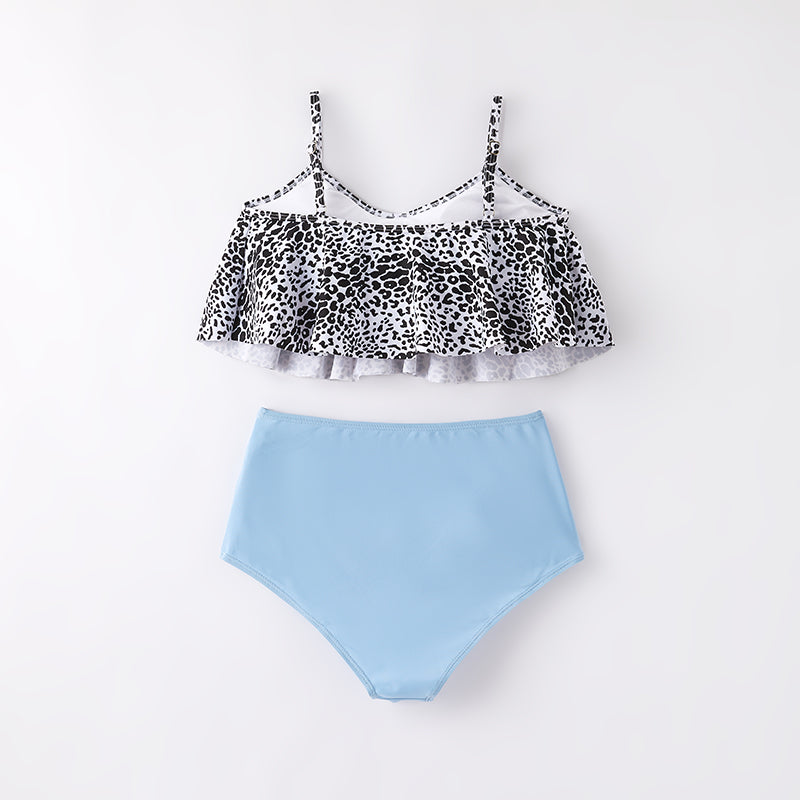 （In Stock）Adults Summer Light Blue Leopard Print Swimsuit