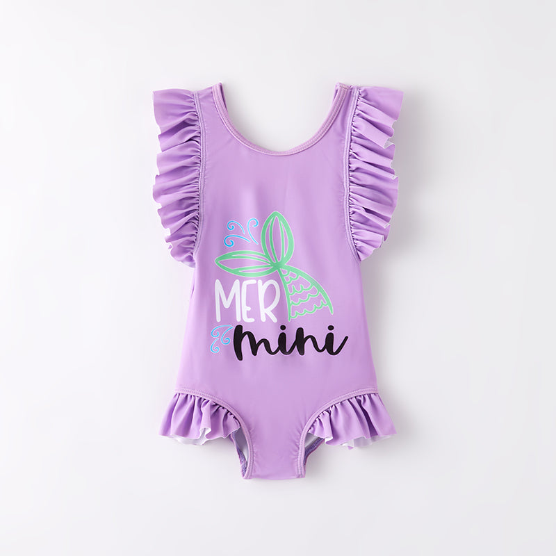 （In Stock）Girls Summer Mermaid Print Swimsuit